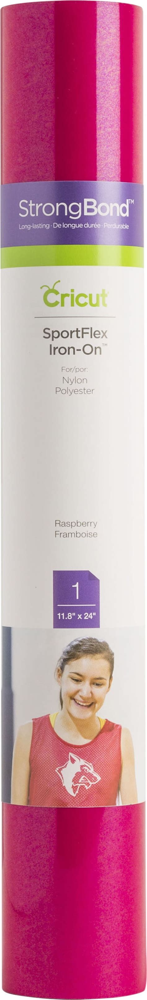 Cricut Sportflex Iron-On 30x60cm (Raspberry); Thin and lightweight to stretch and flex on active wear; Made for tech fabrics like polyester and nylon; Features the Cricut StrongBond™ Guarantee* for long-lasting results that stick; Easy to weed and apply; use your household iron or Cricut EasyPress™